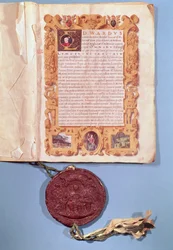 Ratifizierung des Vertrags von Boulogne durch Edward VI. (1537-53), 25. Mai 1550